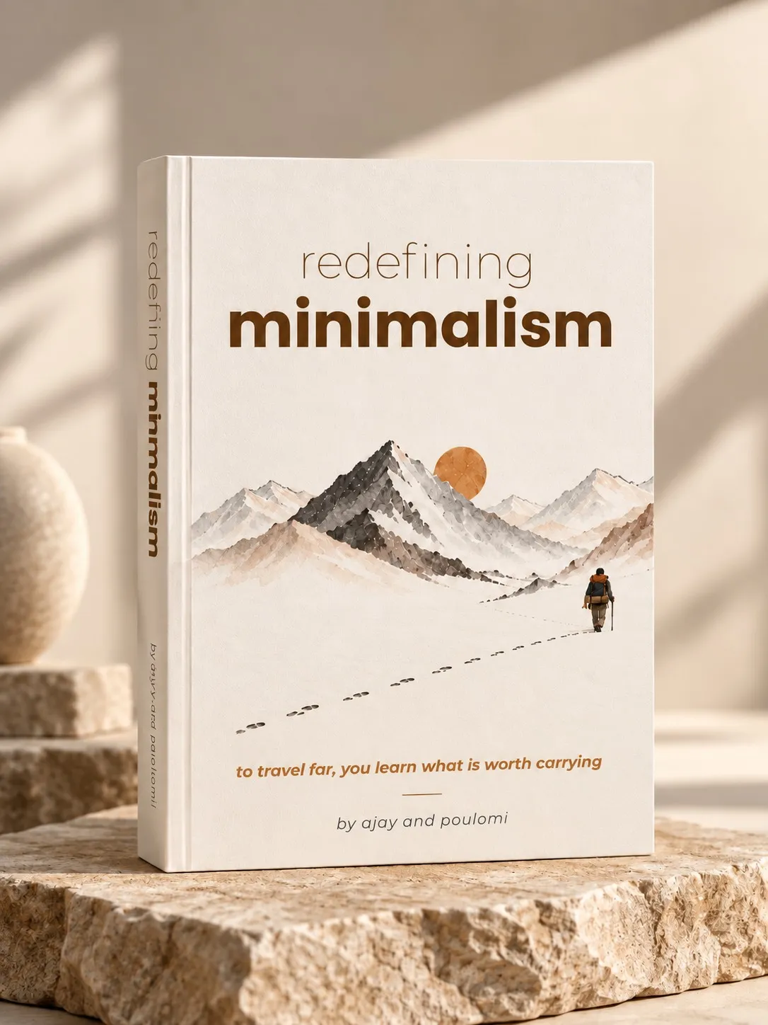 Redefining Minimalism hardcover standing on a sunlit table